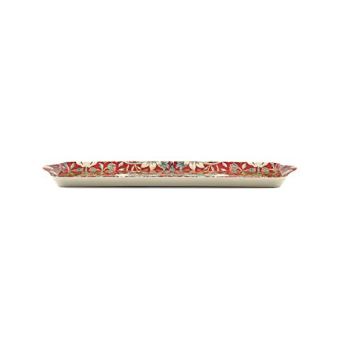 Pimpernel Morris & Co Strawberry Thief Sandwich Tray with Handles, Red - Decorative Melamine Serving Tray for Afternoon Tea, Coffee Table Display, Garden Party Entertaining, Cheese Board, Gifting - size: 15.1" x 6.5" x 1", style: Red Strawberry Thief
