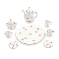 Miniature Tea Set 1/6 Scale Dollhouse Accessories Porcelain Cherry Pattern - color: Cherry