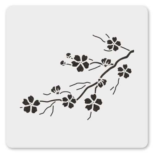 MAGJUCHE Cherry Blossom Stencil 6 Inches, Reusable Cherry Blossom Stencil for Painting DIY Crafts Decor - color: 6 inch