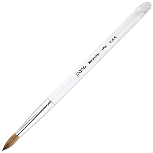 PANA Pure Kolinsky Hair Nail Brush - Round Clear Acrylic Handle (Size 10) - Nail Brush for Nail Application, Nail Extension, Manicure Pedicure Salon Beginner and Professional - color: Clear, size: Size 10