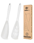 BUNDLEPRO Silicone Cooking Spoons for Nonstick Cookware, One-Piece, 2 Pack - color: White