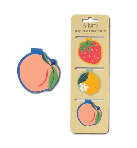 Karma, Magnetic Bookmarks Set of 3, Cute Bookmarks for Women, Page Markers for Students Teachers Reading, Fruit