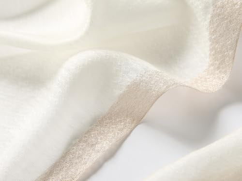 Jeelow Long Silk Blend Embroidered Floral Shawl Scarf Wrap for Women - color: White Flowers