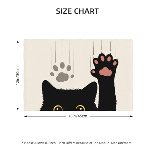Cut Black Cats Farmhouse Print Placemats Set of 4 12x18 Inch - color: Black and White, size: Set of 4