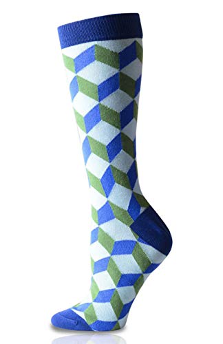 Men's Mid-calf Dress Socks in Comfortable Strechy Colorful Printed Premium Cotton, 3 Pairs Packed - color: 3d Colorful Print