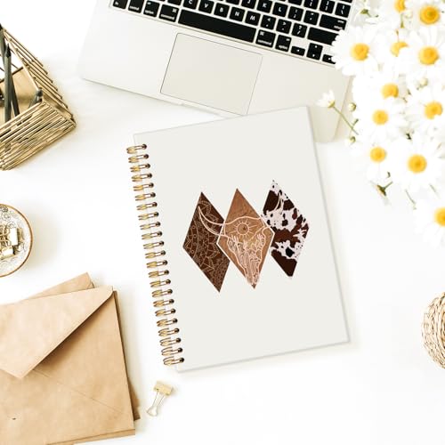 Western School Supplies, Western Gifts for Women, Cowgirl Notebook Journals, Western Office Supplies, Cow Print School Supplies Hardcover Spiral Notebook 5.5x8.3 - color: Western cow skull