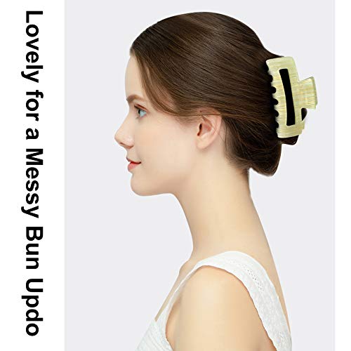 Magicsky Hair Claw Clips For Women Thick Thin Hair Updos, Medium Motley - color: L. Blue, Green, Brown, Motley, size: 1 Count (Pack of 4)