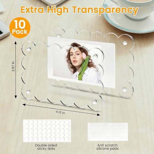 10 Pack Acrylic Fridge Magnetic Frame for Polaroid, 2.36x3.54 In Mini Picture Frames Clear for Fujifilm Instax Mini, 2 Sided Photo Refrigerator Magnet Picture Display Clear Frame Petal - color: Clear, size: 10 Pack