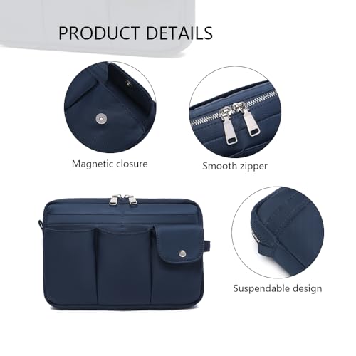 Pencil Holder Storage Bag for Women, Large Capacity Zippered Pencil Case with Multiple Pockets, Nylon Canvas Stationery Organizer for Office, Travel & Daily Use (Nylon,Navy Blue) - color: Navy Blue/Nylon