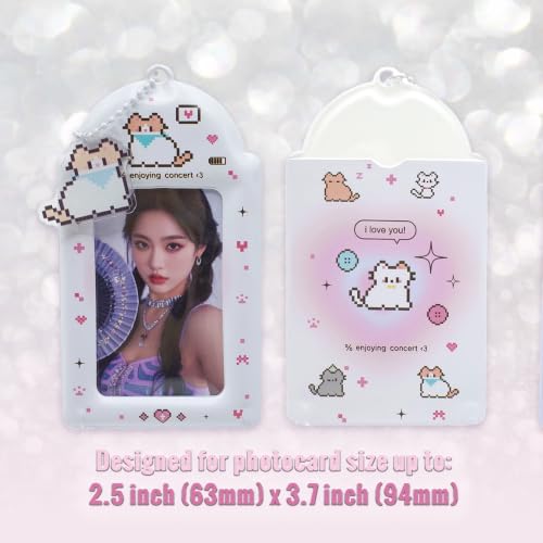 2 Pack K-pop Photocard Holder Keychain, Photo Card Holder with Cute Cat - style: Cat