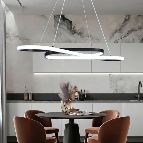 29.53in Modern Color Changing LED Pendant Light - color: Black, size: 29.53in