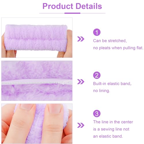 Chanaco Makeup, Skincare & Face Wash Headband, Wrist Towels, Spa Headband, Teen Girl Gifts, Hair Accessories for Women & Girls - color: Purple