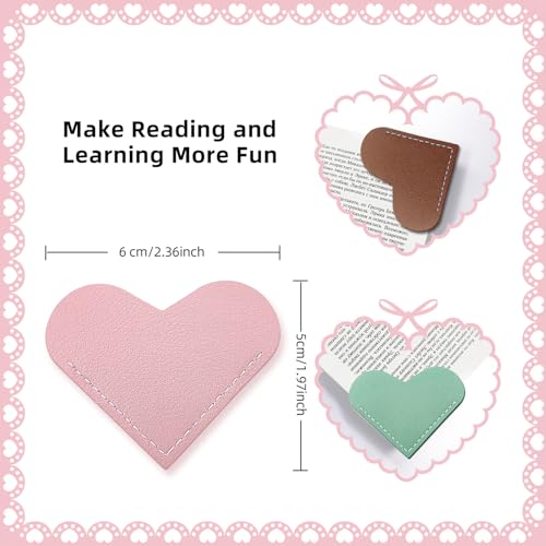 8Pcs Leather Heart Bookmarks for Women Corner Book Marks for Book Lovers - style: 8 PCS