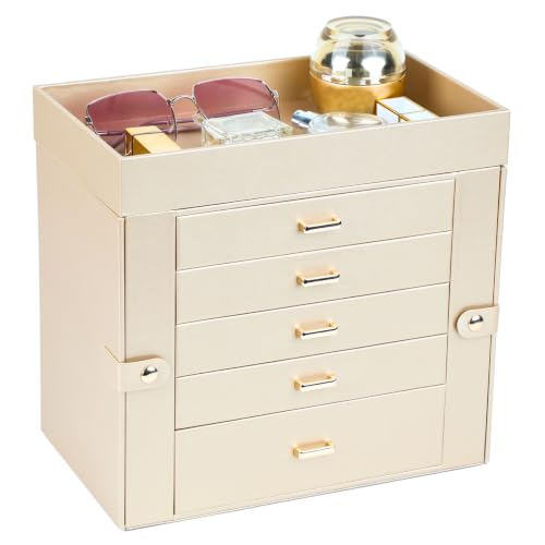 BOOVO Large Jewelry Boxes For Women (Gold, 6 Layer) - color: Gold, size: 6 Layer