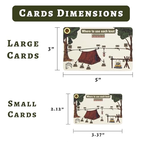 Knot Tying Kit | Camping & Outdoor Knots Edition - by The Bear Essentials Outdoors with Waterproof Knot Cards | for Survival, Camping, Backpacking, Hiking & Scouts - style: Regular + Large Cards Kit