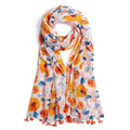 QIUTIMIY Scarf for Women Lightweight Soft Floral Leopard Printed Scarves Fall Winter Fashion Shawl Wrap with Fringe - color: Flower-orange Pink