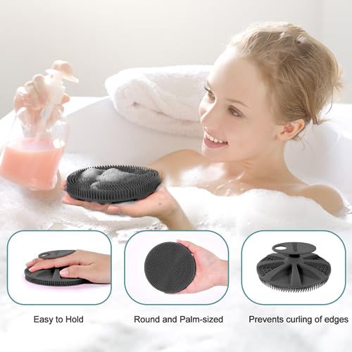 INNERNEED Food-Grade Soft Silicone Body Scrubber with PP Exfoliating Brush - color: (Set)pp Blue+silicone Black