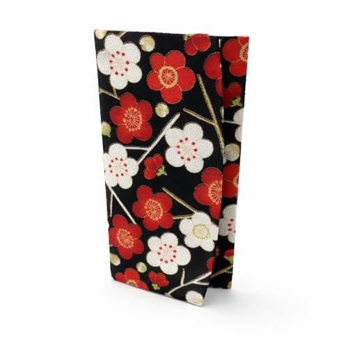 Cute Women's Cash Wallet [ Made in Japan ] Traditional Edo Komon Design (Cash Envelop Wallet) (Modern plum blossom (black)) - style: Modern Plum Blossom (Black)