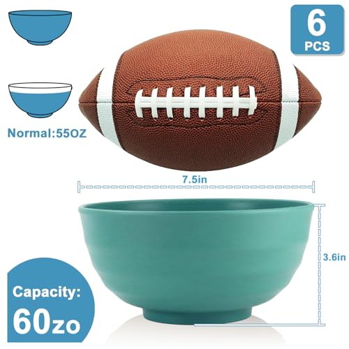 Large Plastic Bowls 60oz, Unbreakable Popcorn Bowls Set of 6(Green) - color: Green, size: 60 Oz