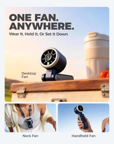 Diveblues Portable Handheld Turbo Fan, 5 Gear Wind, Battery Operated, Up to 12 Working Hours, 3 IN 1 Hand Fan with Air Turbo Tech Cooling Fan for Outdoor Activities, Travel, Working - color: Starlit Night