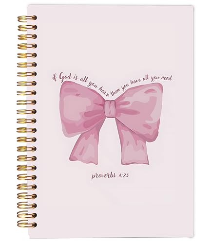 Christian Notebook Journal, Pink Bow Coquette Journal Notebook, Bible Journaling Notebook, Preppy Notebook, Pink Girly Notebook, Pink Office Supplies, Spiral Notebook 5.5x8.3 Inch - color: 31-notebook