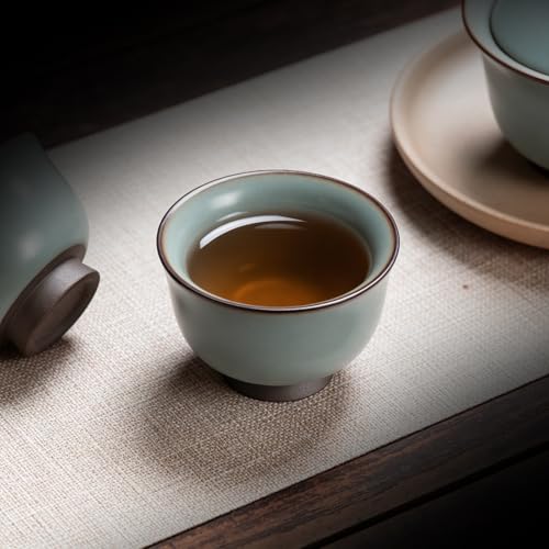 KAMMAK Japanese Tea Cups, 4 Oz Small Handmade Ceramic Teacups, Set of 2 - style: GN04