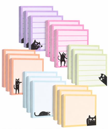 Mr. Pen- Black Cat Sticky Notes Set Bulk, 3" x 3", 18 Pads, 1440 Sheets - color: Multicolor, size: 18 Pads