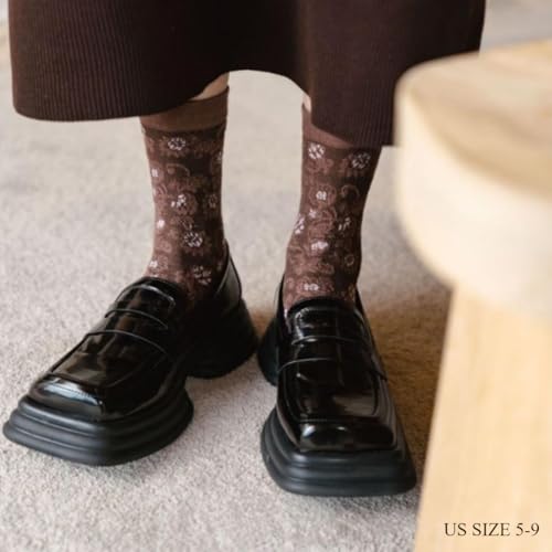 Lavish Lavender Argyle Frill Socks for Women, Dress Socks - color: 10pair-brown+green