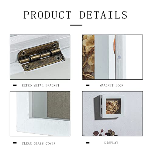 Freezing point Shadow Box Frame 5x5 Shadow Boxes Display Case with Linen Back Memorabilia Awards Medals Bouquet Photos Picture Badge Wedding Memory Box for Keepsakes Small Pin Board White - color: White, size: 5×5