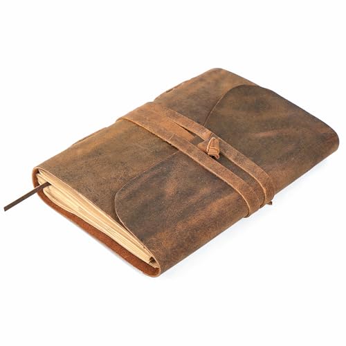 ELIZO Leather Journal Notebook Leather Bound Journal for Men Lined Writing Journals for Women, Small Travel Journal Diary (5x7) - size: 5X7 (Strap Closure)