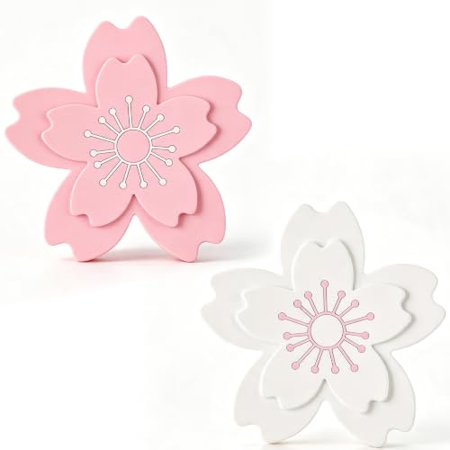 Kawaii Coasters Pink Office Desk Accessories Cherry Blossom Desk Home Decor - size: Small Cherry Blossom 2pcs