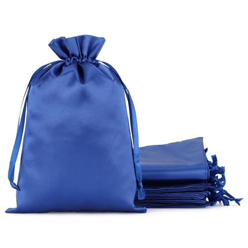 30Pcs Satin Gift Bags, 6x9 Blue Cloth Drawstring Pouch - color: Blue, size: 6×9 in