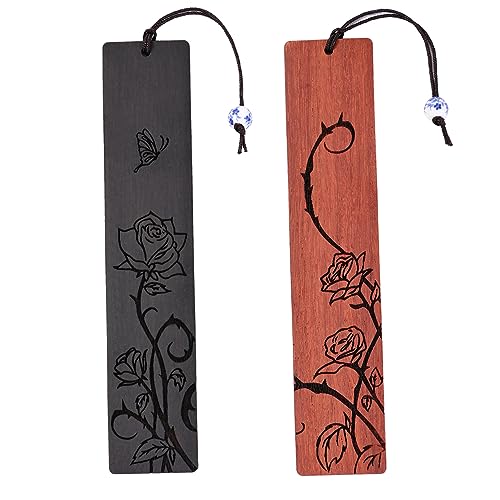 Cute Bookmarks for Women, Pretty Flower Bookmarks Rose Wooden Book Markers for Women, Bookish Gifts (Rose) - style: Rose