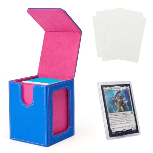 Venssu MTG Deck Box with Commander Display, Fits TCG Cards (Blue&Pink) - color: Blue&Pink