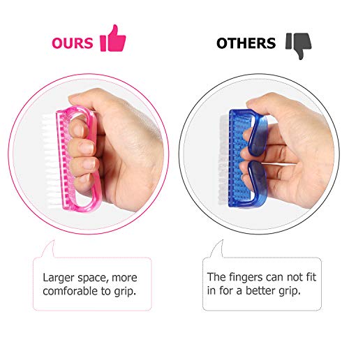 Larbois Handle Grip Nail Brush, Hand Fingernail Brush Cleaner Scrubbing Kit Pedicure for Toes and Nails Men Women (4 Pack) (Color-2) - color: Color-2