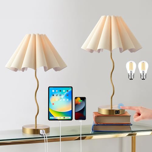 EOEYYOYB Table Lamps for Bedroom Living Room Gold Lamps Set of 2 Modern Touch Dimmable Lamp for End Table Bedside Night Stand Gold Lamp - color: Gold 2 Set