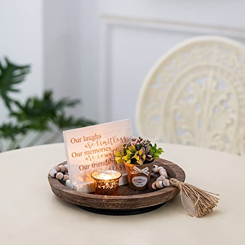 Hanobe Wooden Lazy Susan for Table Centerpiece, Round Serving Tray, 11.2" - color: Distressed & Turnable