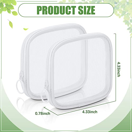Weewooday 4Pcs Mesh Makeup Bag, White, Small, Classic - color: White, size: Small, style: Classic