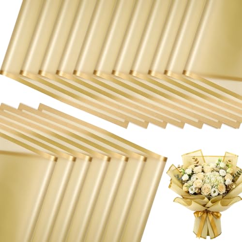 Ctosree 240Sheets Flower Wrapping Paper,Waterproof Korean Bouquet Wrap 23in - color: Gold