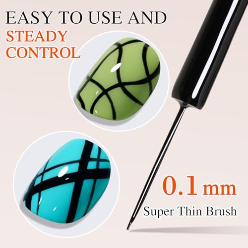 Double Rhythm 15 Ml Metallic Gel Liner Polish Nail Art Bronze Mirror Chrome Painted Drawing Stripper 3D Effect (Black Liner Art-L1005) - color: Black