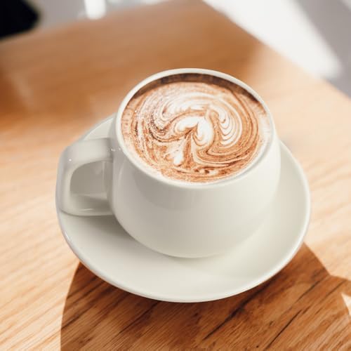 ionEgg Porcelain Coffee Cup with Saucer 270ml/9oz, Minimalist Design, Perfect for Latte, Cappuccino, and Tea, White - color: White