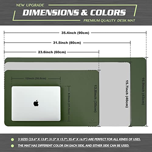 K KNODEL Large Office Desk Mat, Leather Mouse Pad (31.5"x15.7", Dark Green) - color: Dark Green, size: 31.5" x 15.7"
