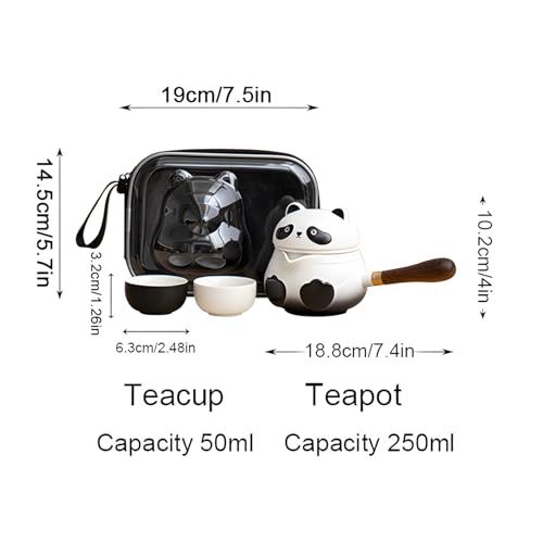 TBACW Chinese Gongfu Travel Tea Set (Panda Design) - color: Panda 1 Pot 2 Cups