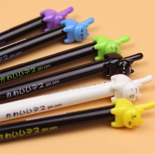 22pcs/set Creative Animal Cat Shaped Retractable Gel Pen Set, 0.5mm Black Quick Drying Filling Pen Refills Signature Pen, Suitable for Office Writing (2 Random Pens+20Refills)