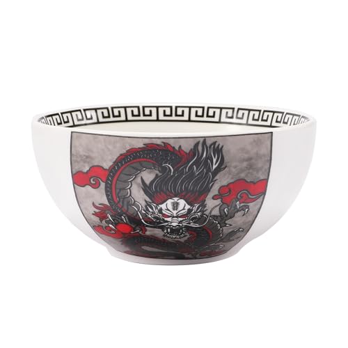 Hagary Dragon Rice Bowl Ceramic Bowl Japanese Korean Soup Bowl Pasta Salad Dessert Small Serving Bowl Housewarming Wedding Gifts Designed in Korea (No chopsticks) (Black, 10 oz – 1pc) - size: 10 oz – 1pc
