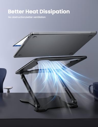 LOXP Adjustable Laptop Stand for Desk, Portable Airflow Laptop Riser Holder - color: Classic Black