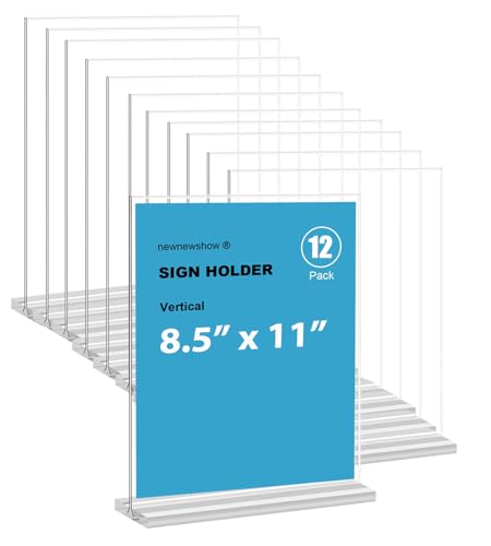 newnewshow 8.5x11 Clear Acrylic Sign Holder, Display Stand, Plastic Card Holder for Business, Office, Retail (12 Pack 8.5x11) - size: 12 Pack 8.5x11