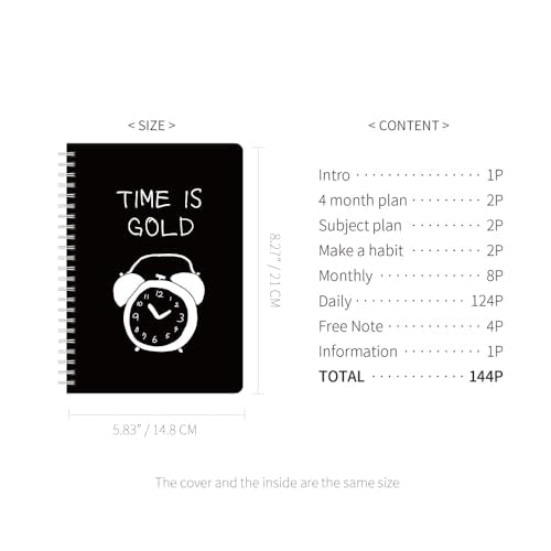 Monolike Little Doodle 4 Month Study Planner, Clock - Academic Planner, Weekly & Monthly Planner, Study plan - color: Little Doodle - Clock