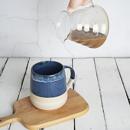 Bosmarlin Extra Large Ceramic Coffee Mug, 23 Oz, Dishwasher and Microwave Safe, Oversized Big Tea Cup, Reactive Glaze (Deep Blue) - color: Deep Blue