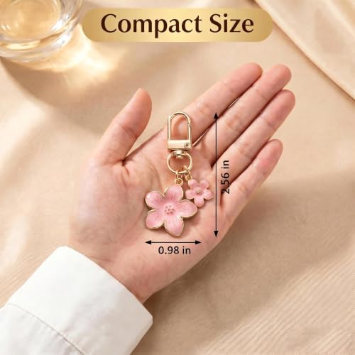 9Pcs Daisy Flower Keychains Gold Alloy Lobster Clasp Bag Charms for Handbags Backpacks Car Keys Women Accessories Set - color: 3-pink